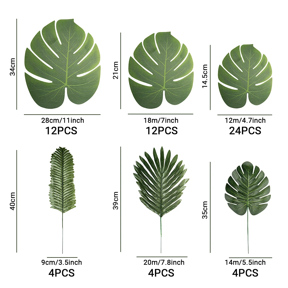 

60pcs Artificial Tropical Palm Leaves Photography Decorative Leaves Fake Plants Home Garden Wedding Party Decoration Accessories