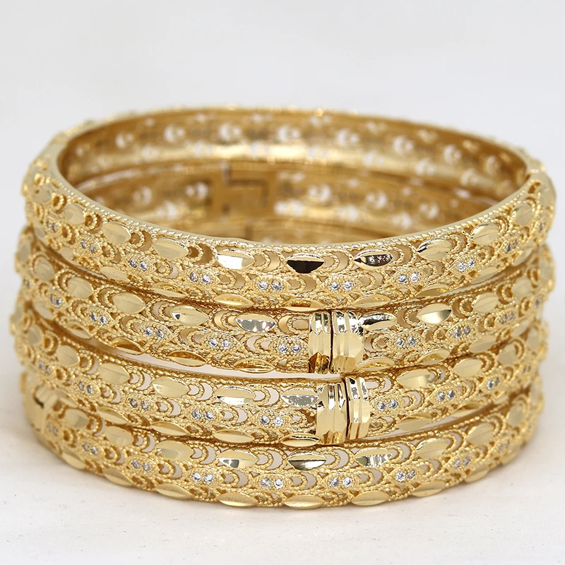 

Dubai Bangles For Women Girl rhinestones Jewelry 14k Gold plated Africa luxury Saudi Arab Bracelets Habesha Indian Bride Gift