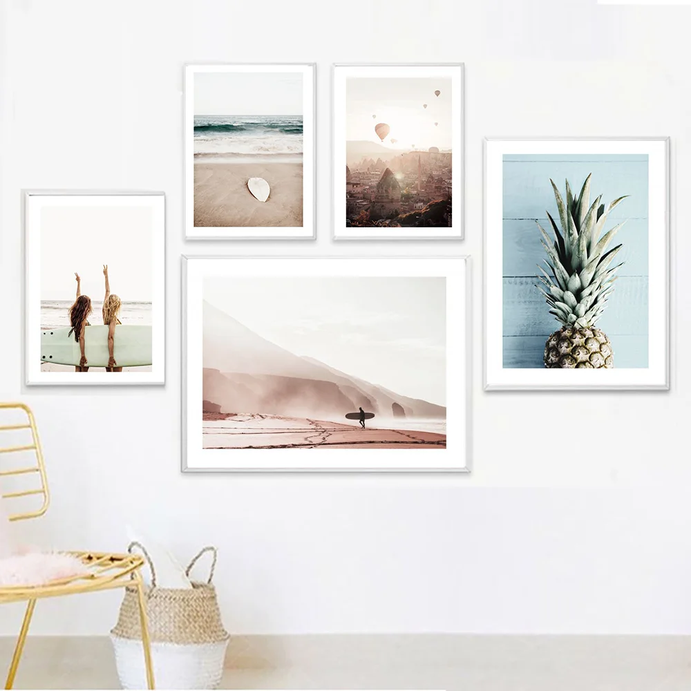 

Skateboard Ocean Beach Picture Scandinavian Poster Landscape Wall Art Print Nordic Style Modern Living Room Decor
