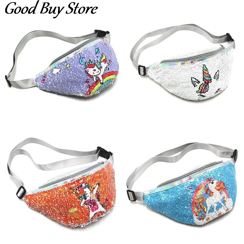 

Sequins Unicorn Waist Bag Children Cartoon Animal Fanny Pack Phone Purse Waterproof PVC Belt Bags Adjustable Belts Pouch Lovely