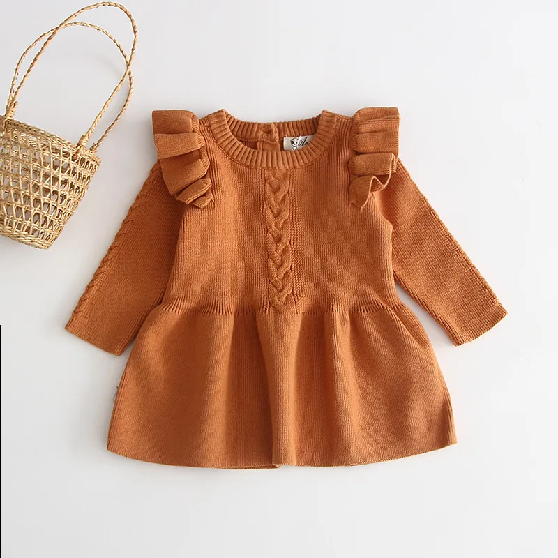 Baby girl outfit New Autumn Winter dress for Girls Wool Knitted Sweater infant Dresses Kids Clothes Vestidos | Детская одежда и