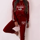 Женский спортивный костюм из 2 предметов, свободная толстовка с индивидуальным логотипом и штаны, спортивная одежда для бега, весна-лето