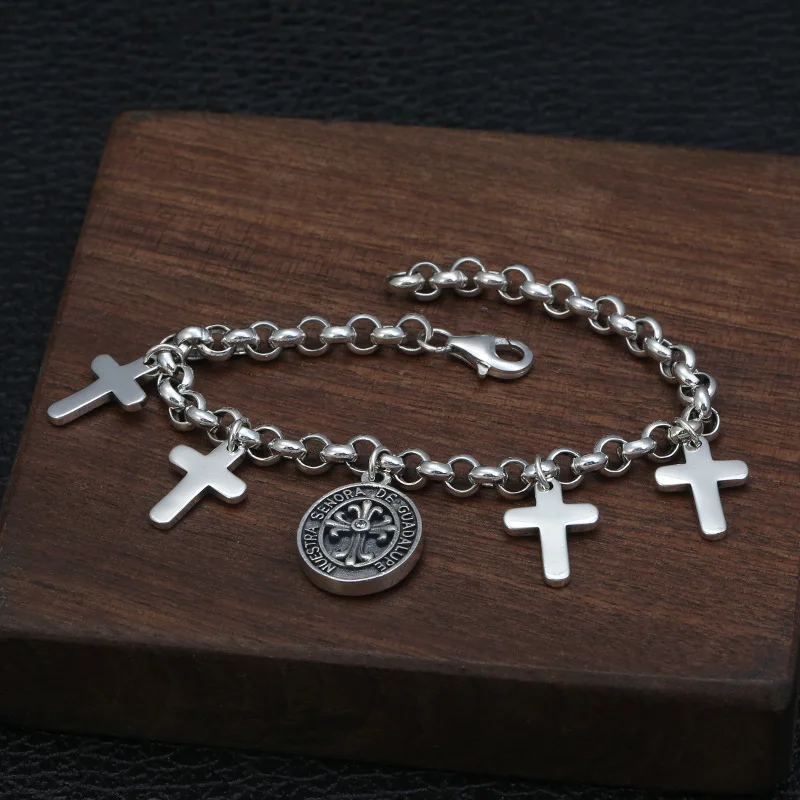 otationS925 sterling silver jewelry Thai creative cross Virgin Mary listing ring bracelet female free shipping | Украшения и