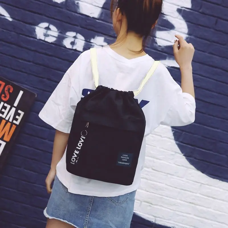 Модный мужской и женский холщовый рюкзак с кулиской Сумка дюймовым мешком