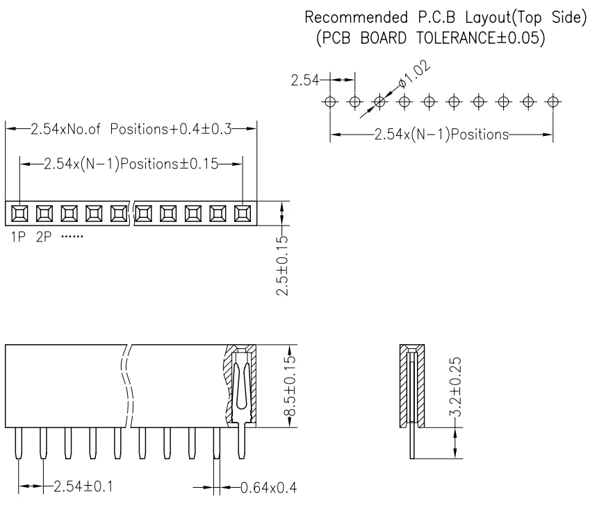 2 54 наружный коллектор линии тонкие женские нагреватель гнездо 1*2/3/4/5/6/7/8/9/10/12/16/20/40P