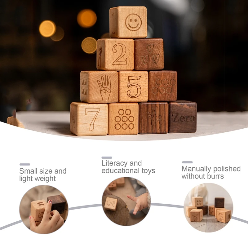 

10PC Personalized Wooden BuildingBlocks Baby Digital Toy Montessori Toy Birthday Gifts Educational Toy