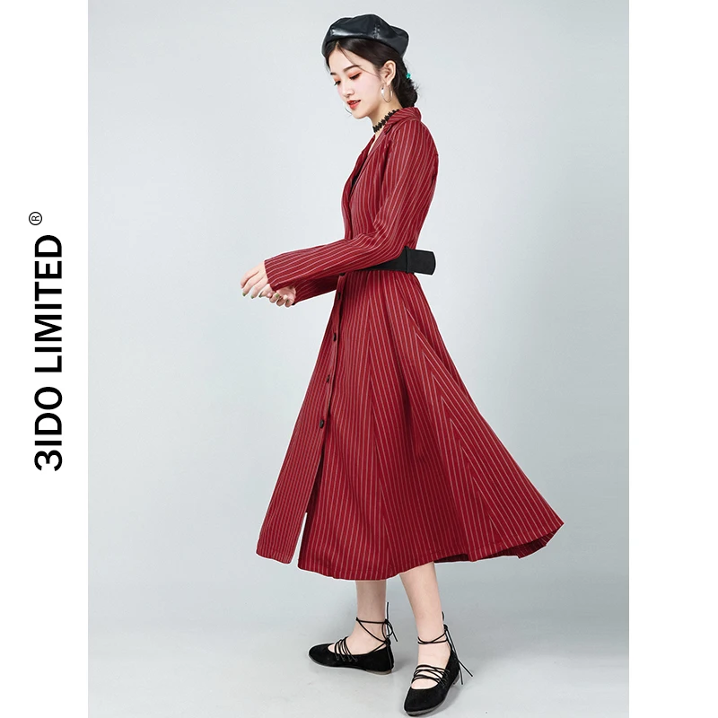 

Spring women dress 3 idolimited han edition suit brought red stripe waist dress female temperament autumn new q