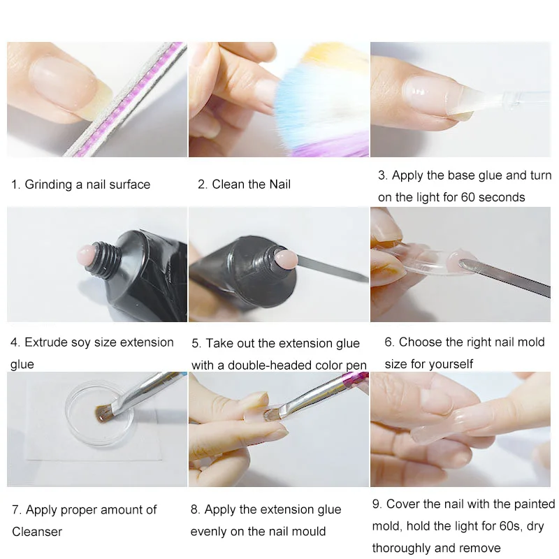 

Nail Extension Gel Tools Sets 30ml UV/LED Nail Gel Paint Pen File Mould Clip Fast Building Beauty Long Fingernails Manicure Kits