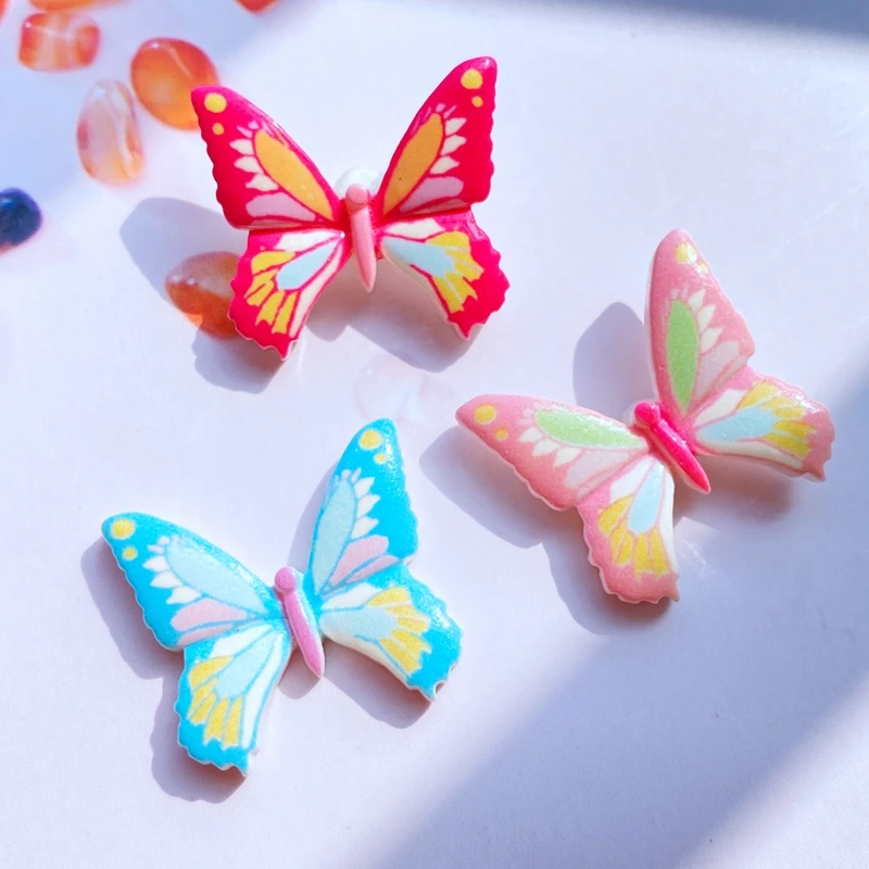 

10 штук, искусственный бриллиант из смолы бабочка Kawaii Кабошон с плоской задней поверхностью Детские бантики для волос аксессуары DIY украшени...