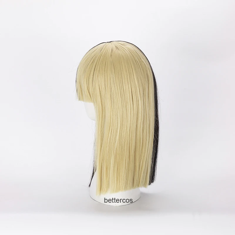 Парик SIA для косплея короткие прямые плоские челки наполовину черные и светлые