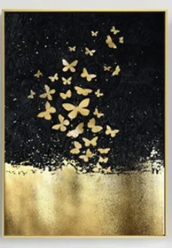 Картина маслом Золотая фольга Рыбная Группа Абстрактная бескаркасная