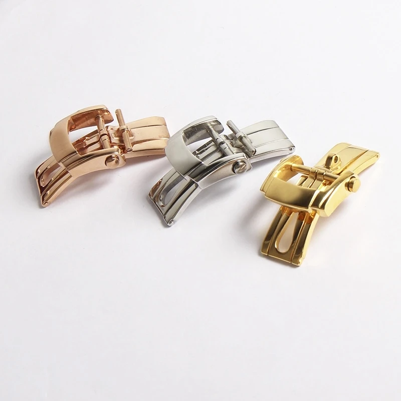 18mm Silve Rose Gold Stainless Steel Folding Deployment Clasp For Patek Philippe Nautilus Leather Rubber Watchband Strap