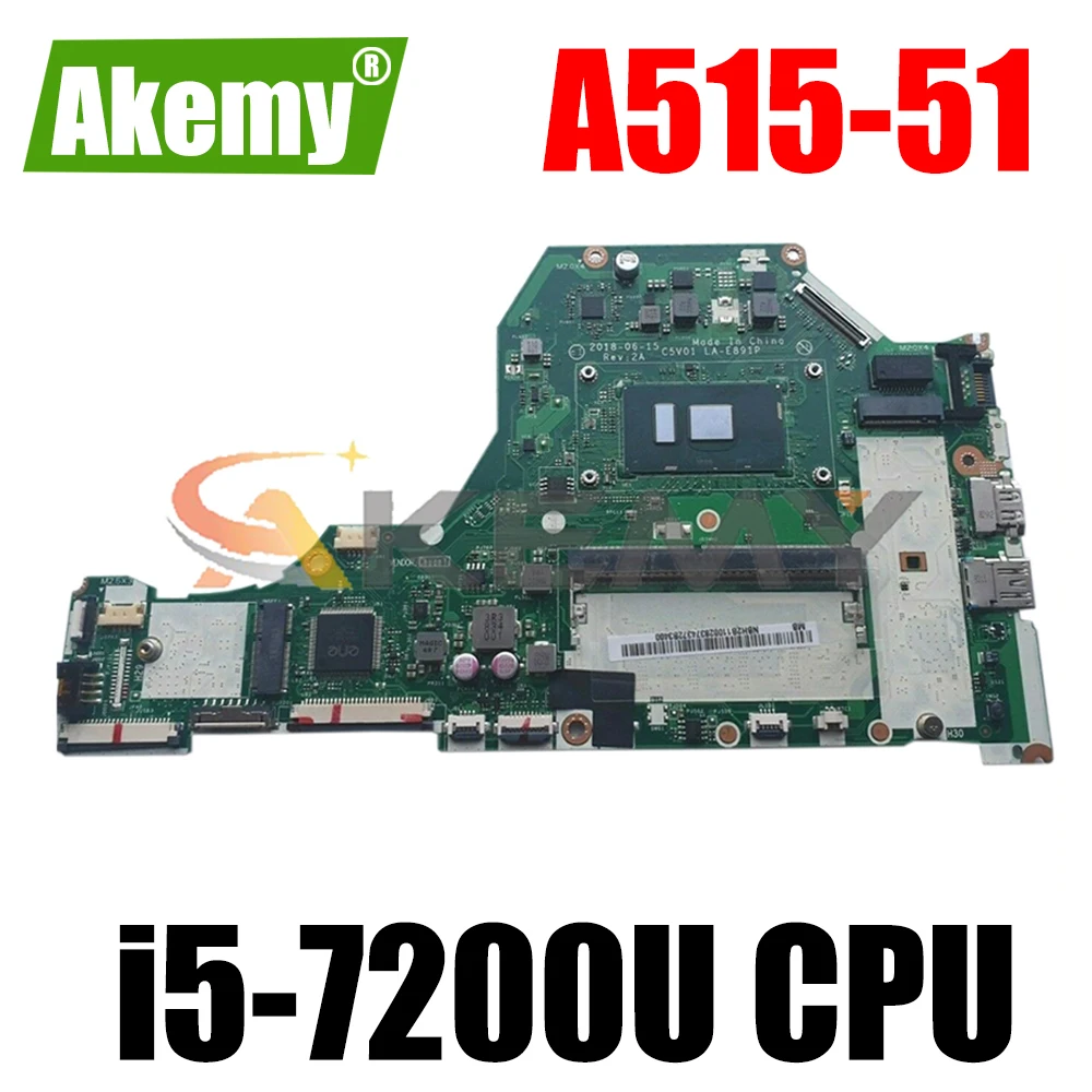 

For ACER Aspire A515-51 i5-7200U Notebook Mainboard LA-E891P SR342 DDR4 Laptop Motherboard