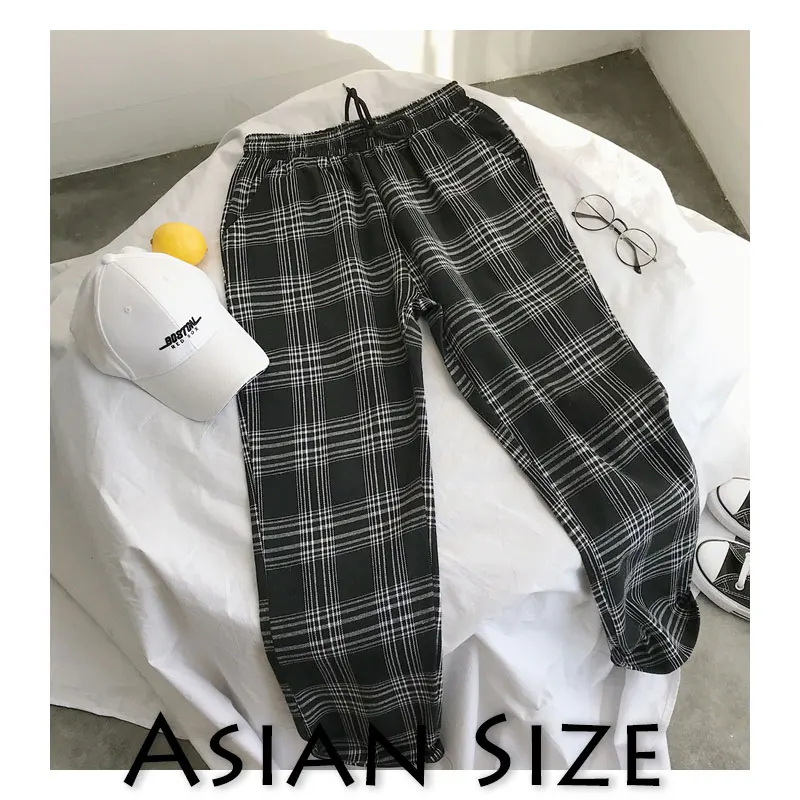 

Privathinker Men Women Korean Black Plaid Casual Pants 2020 Mens Streetwear Harem Pants Male Checkered Trousers Plus Size