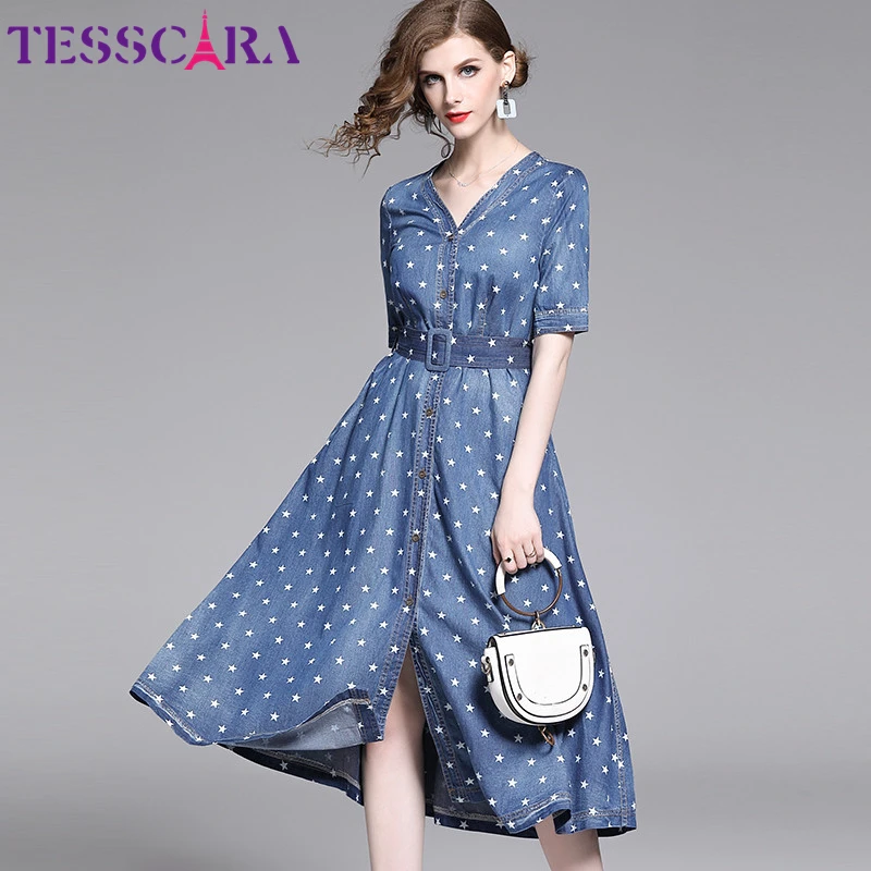 Женская элегантная джинсовая рубашка TESSCARA Высококачественная дизайнерская со