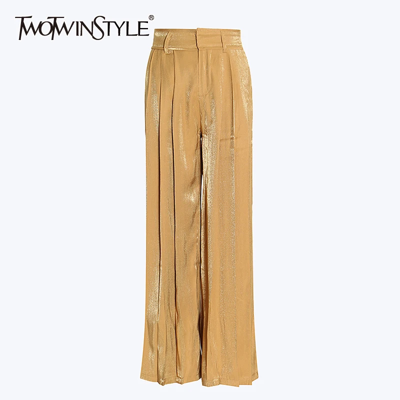 Женские повседневные брюки TWOTWINSTYLE белые свободные прямые с высокой талией