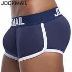 JOCKMAIL, мужское нижнее белье, трусы-боксеры с изображением Мужские шорты для купания с Сексуальные трусы с мешочком для пениса усиление выпуклости Передний + задний Двойная съемная пуш-ап чашки