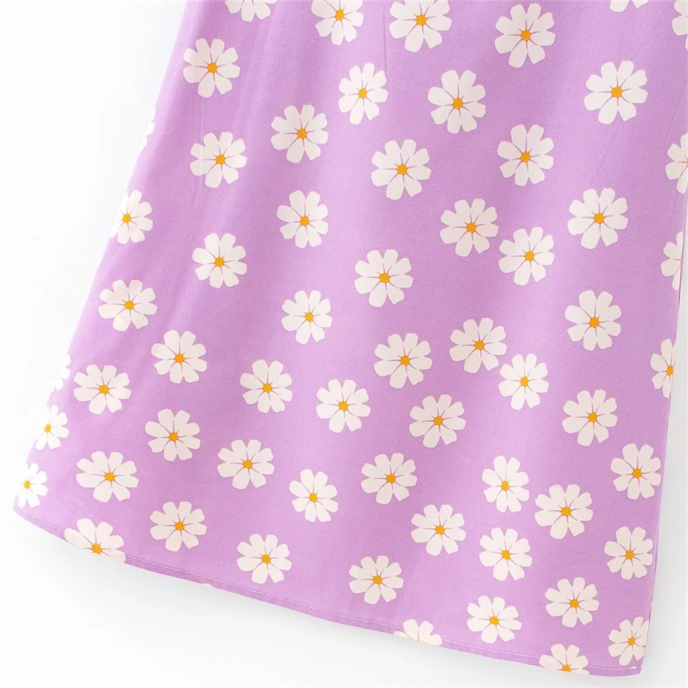 Женское мини платье с высокой талией и цветочным принтом летнее в пасторальном