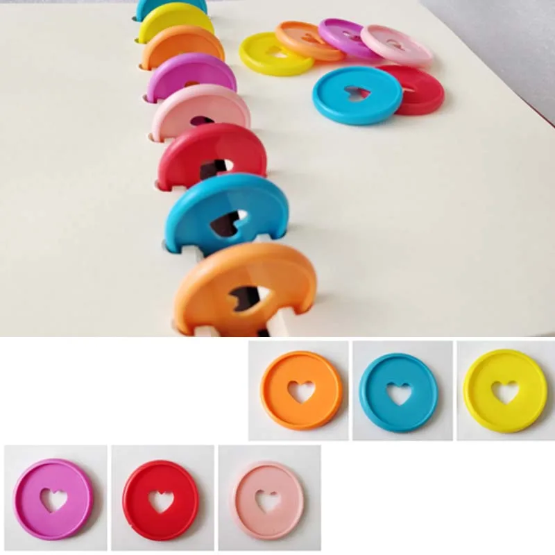 

30PCS 35mm Colorful Heart Binder Rings Mushroom Hole Loose Leaf Ring Round Binding Plastic Disc Buckle Hoop DIY Binder Notebook