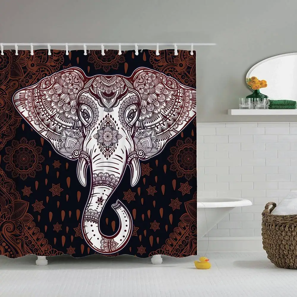 Занавеска для душа Dafield в виде слона тропическая ткань ванной комнаты с 3D