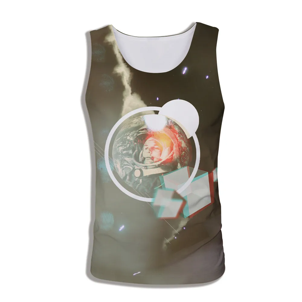 Новинка 2019 мужской жилет с 3d принтом космонавта майка без рукавов для фитнеса