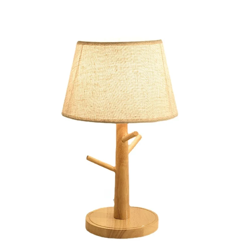 

Nordic Bedroom Wooden Table Lamp Creative Log LED Desk Lamp Bedroom Desk Learning Desk Lamp Bedside Decorative Lighting
