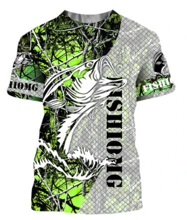 

Summer The latest 2021 fish Outdoor T-shirt man 3D cool print fishing men short tops 0collar casual men fishing t-shirt poissons