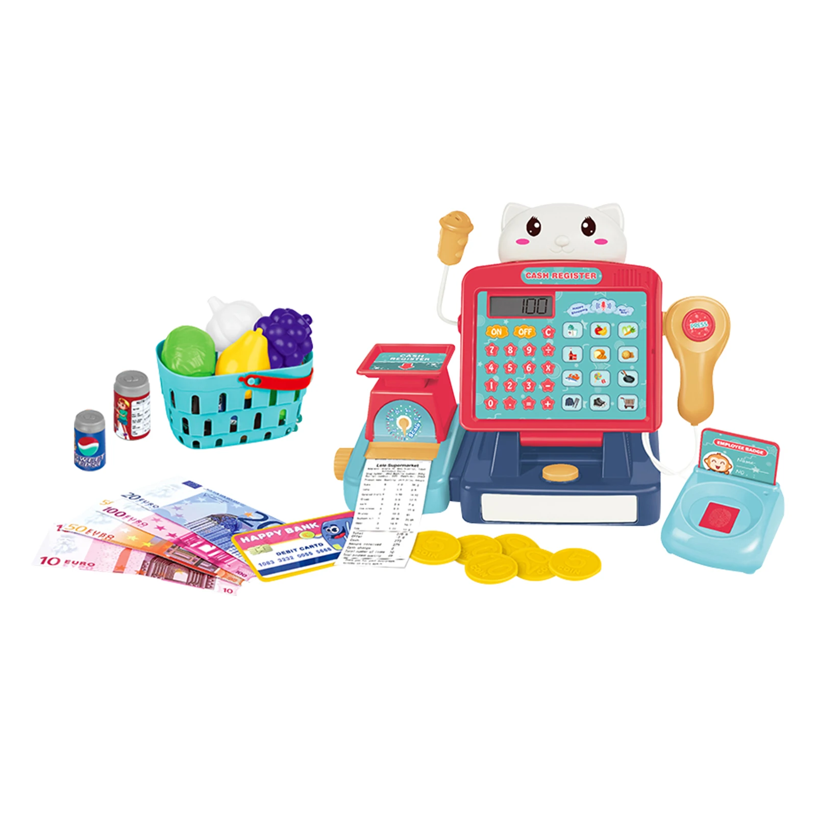 25Pcs/set Mini Simulated Supermarket Electronic Cash Register Toys Set Calculator Scanner Counter Cashier Role Play Pretend Toys connect the pos machine before the use of cash used in supermarket restaurant cashier ek330