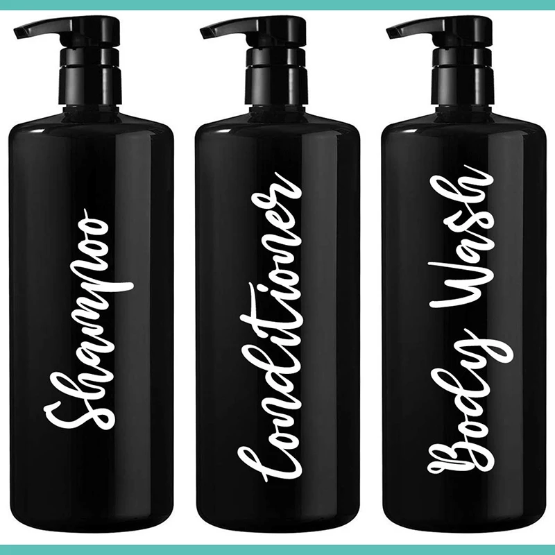 

Shampoo Conditioner Body Wash Shower Bottle Sticker Vinyl Decal Bathroom Labels Shower Room Decor