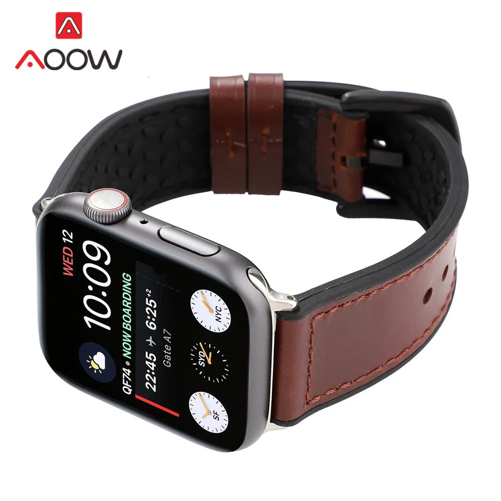 Резиновый кожаный ремешок для часов Apple Watch 40 мм 44 мм 38 42 красная черная пряжка мужской женский спортивный браслет ремешок для iwatch 1 2 3 4