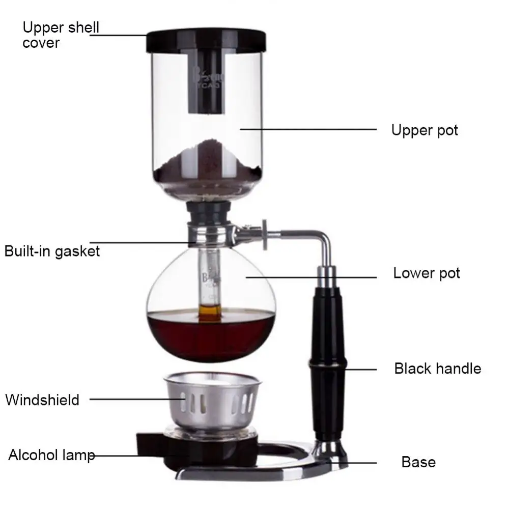 

40%HOT300/500ml Siphon Coffee Machine Glass Pot Home DIY Filter Manual Coffeemaker