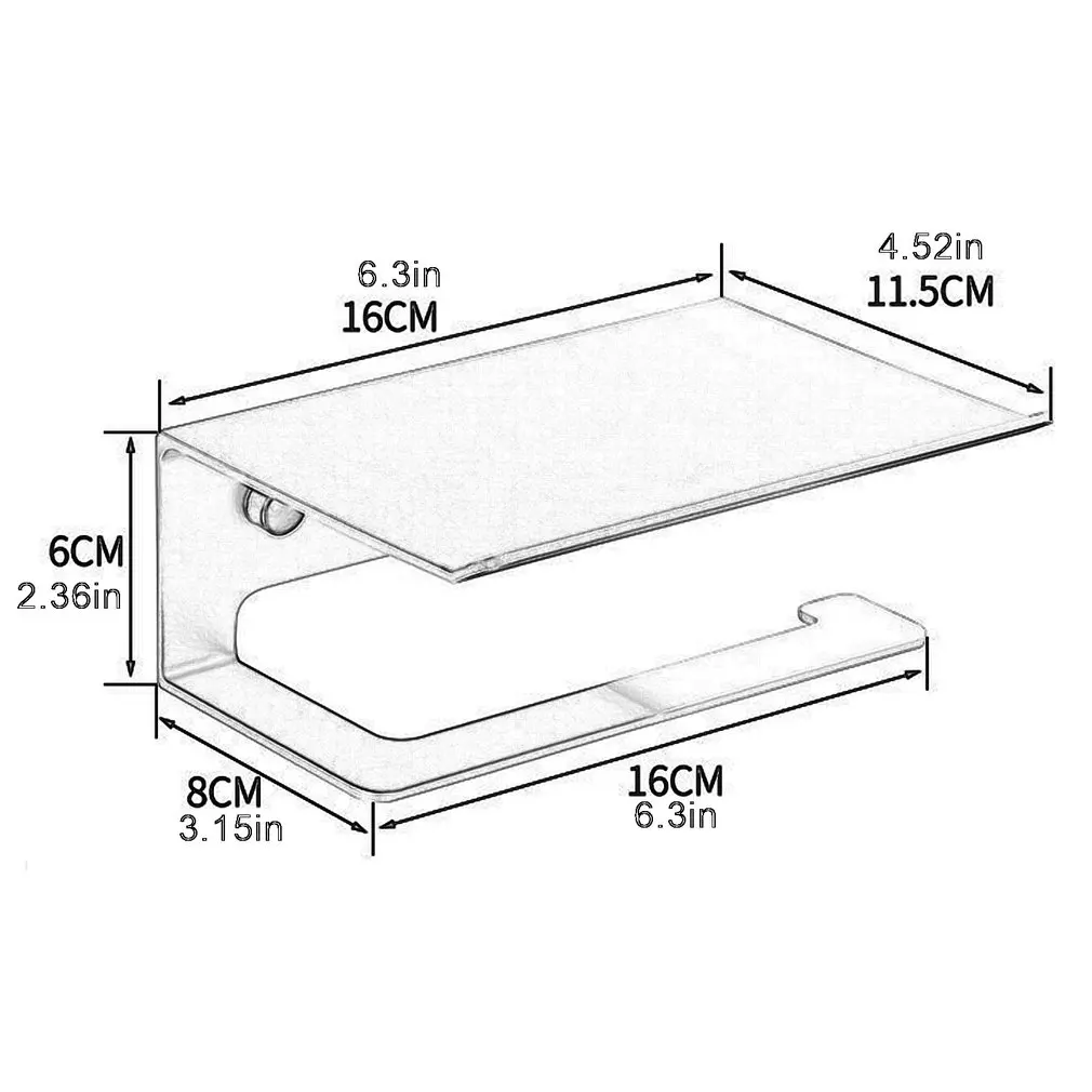 

Toilet Tissue Holder Without Hole Space Aluminum Bathroom Roll Paper Holder Roll Paper Storage Bracket