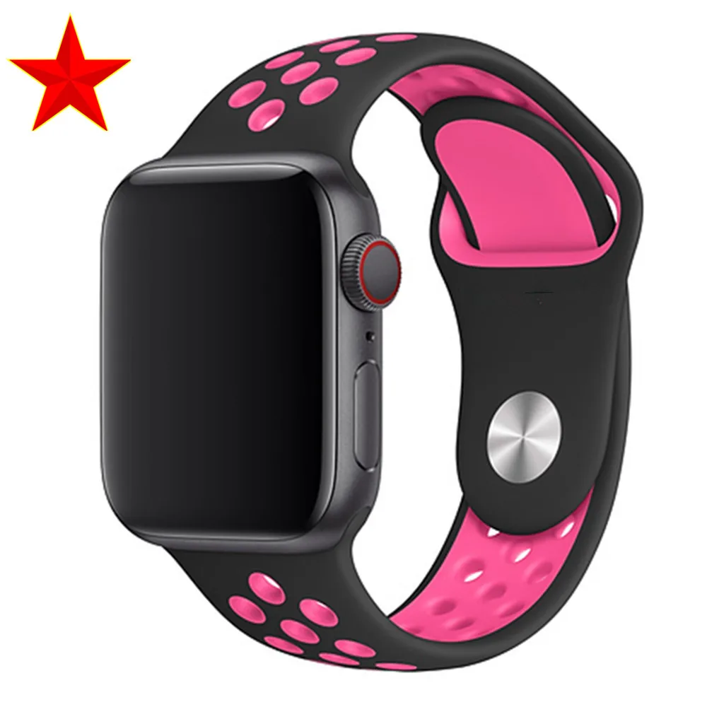 Black Pink Blast Спортивный ремешок для apple watch band 44 мм/40 мм apple watch 5 4 3 band iwatch band 5 42 мм/38 мм correa браслет ремень аксессуары для часов - Цвет ремешка: Black Pink Blast