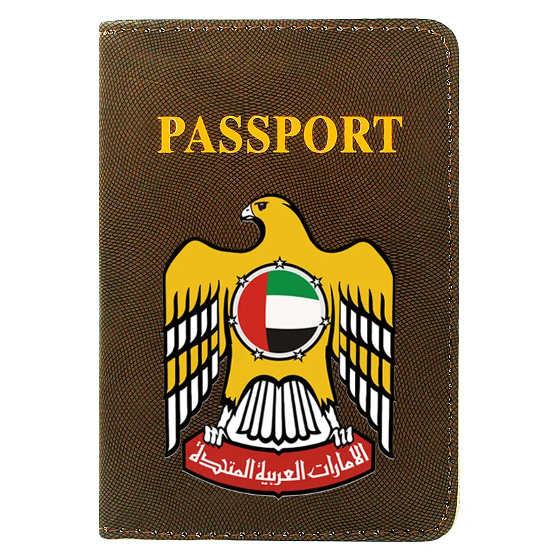 

Fashion Men Women Passport Cover Pu Leather The United Arab Emirates Printing Travel ID Credit Card Holder Passport Case