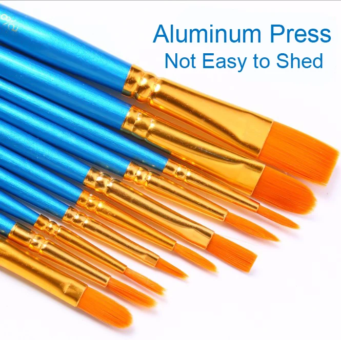 10-Piece Pearlized Blue Nylon Wool Combination Brush Multi-Functional Acrylic Watercolor Gouache Hook Line Pen Art Supplies | Канцтовары
