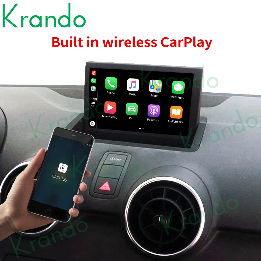 저렴한 Krando 안드로이드 10.0 8 인치 IPS 8G 128G 차량용 라디오 오디오 스테레오 GPS, 아우디 A1 2010-2018 용 멀티미디어 플립 스크린 무선 카플레이