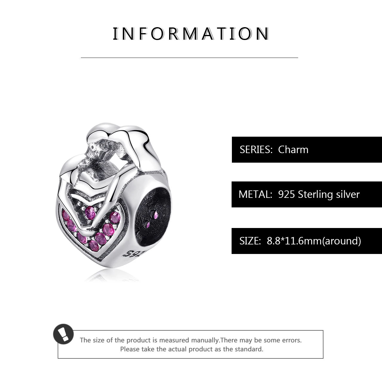 Бусины из серебра 100% пробы с розовым фианитом | Украшения и аксессуары