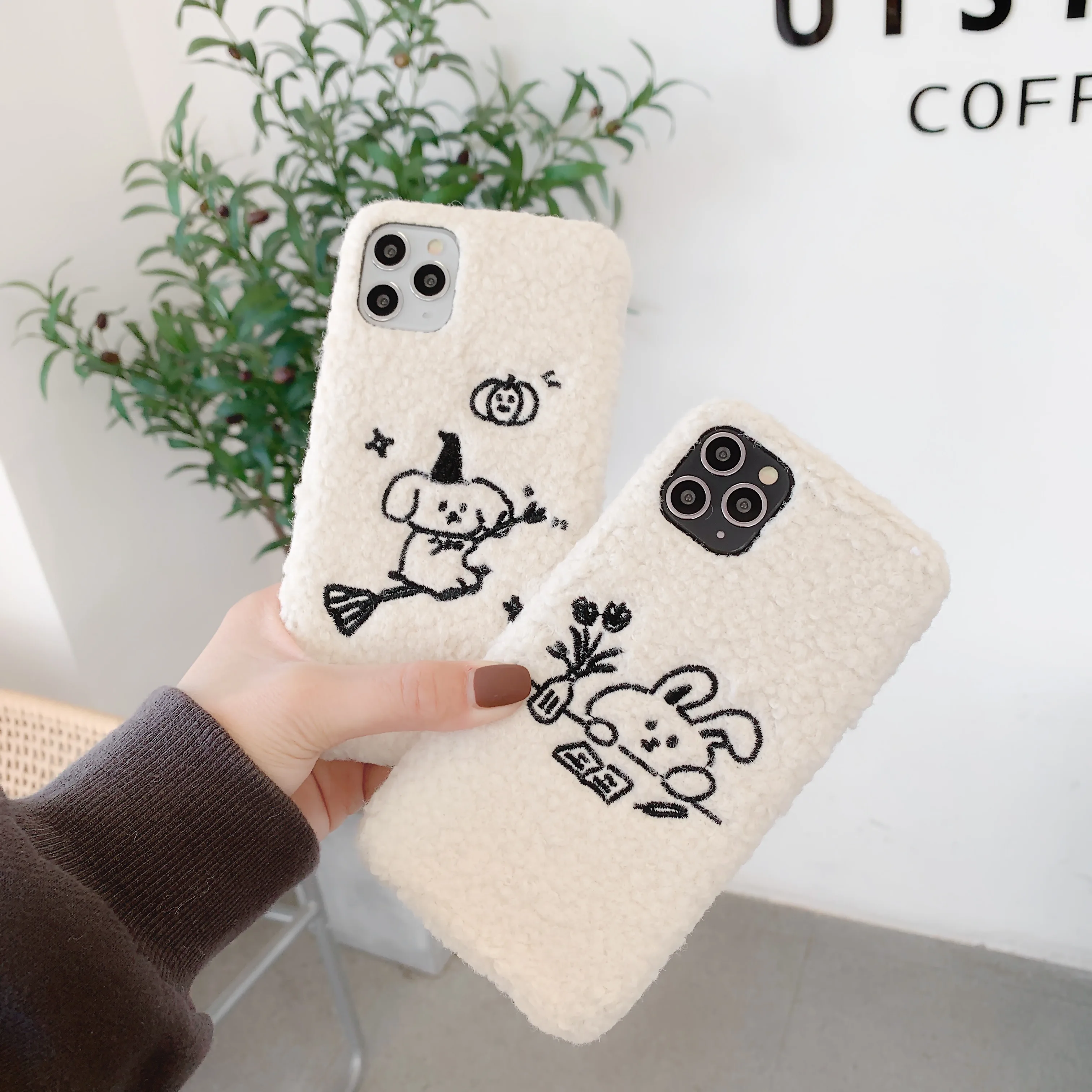 ORYKSZ чехол для телефона с теплым мехом собаки кролика iPhone 11 Pro Max X XS XR 7 8 6 6s Plus