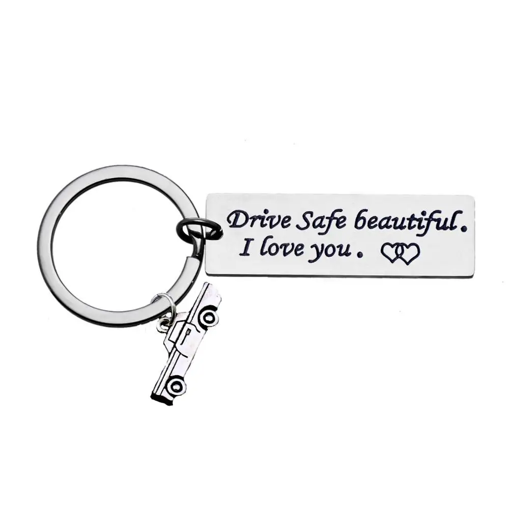 

12PC Drive Safe Beautiful I Love You Heart Keyring Car Charm Pendant Keychain Women Girl Lovers Jewelry Valentine's Day Gift Hot