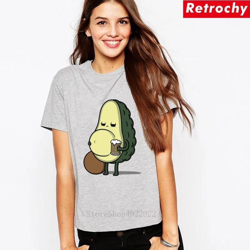 Футболка женская с принтом авокадо милая рубашка фруктов в стиле Харадзюку