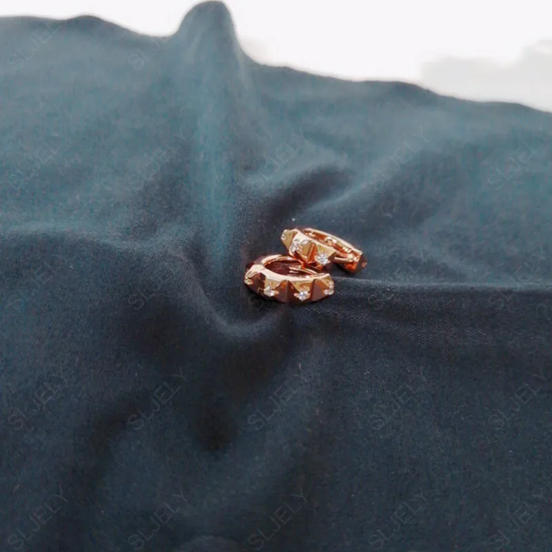 Женские серьги-кольца SLJELY из стерлингового серебра 925 пробы с розовыми шипами