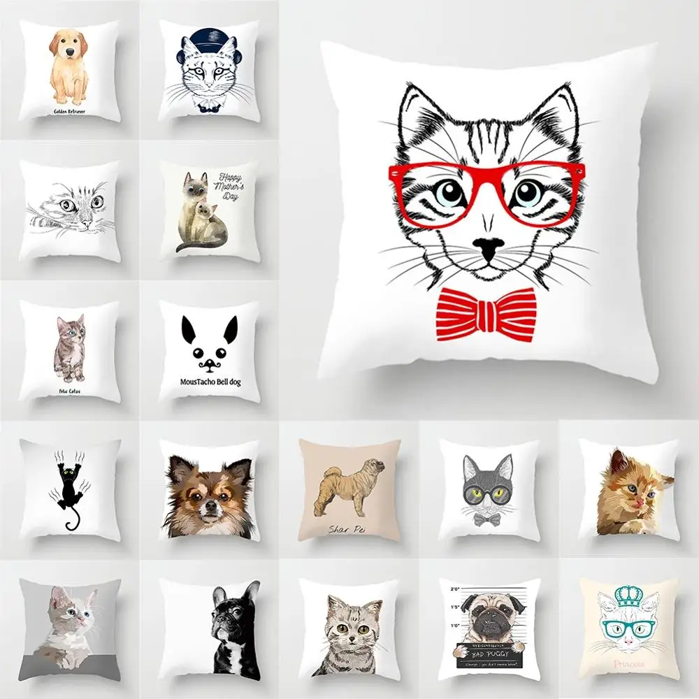 

New Cushion Pillowcase Cartoon Animal Peach Skin Pillowcase 45*45cm Sofa Cushion Cover Bedroom Living Room Home Decoration