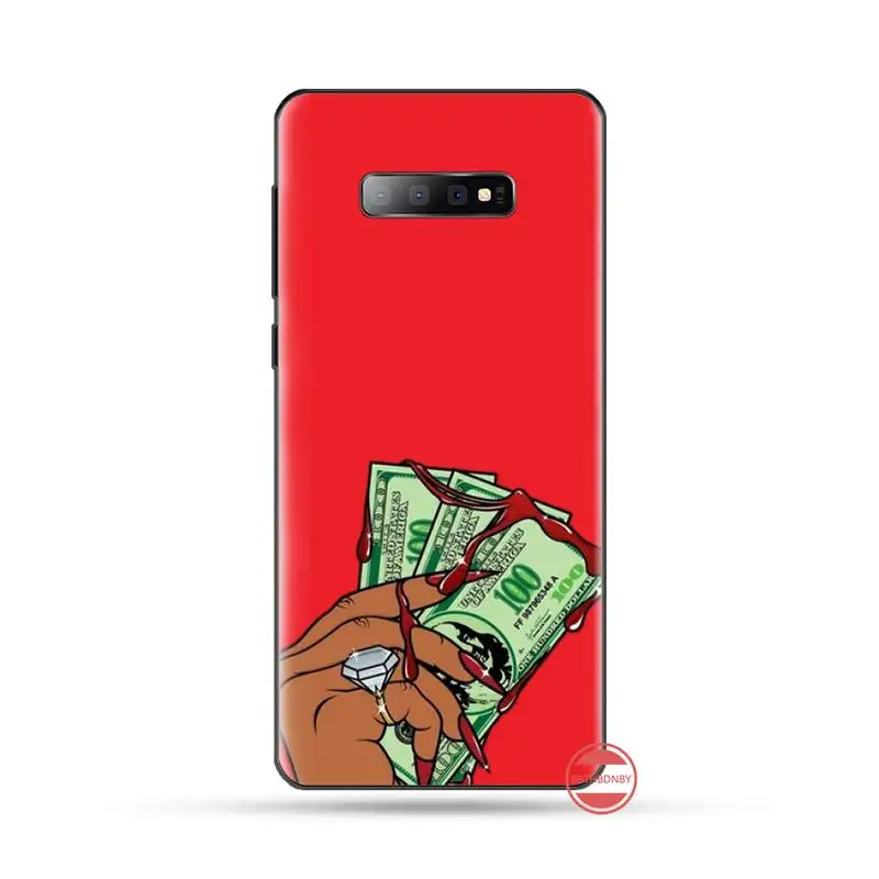 Make Money Black Head girl Rubber Phone Cover For Samsung S6 S7 edge S8 S9 S10 e plus A10 A50 A70 note8 J7 2017 | Мобильные телефоны
