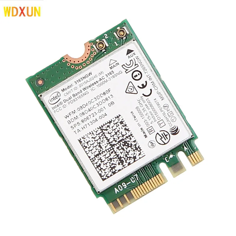 Двухдиапазонный 2 4g/5ghz 433mbps беспроводной ac intel 3165 ngff 802.11ac wifi 3165ngw m.2 карта + bluetooth 4 0