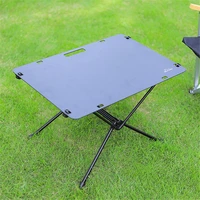 camping folding table protable aluminum alloy desktop hanging hole durable outdoor glamping picnic fishing coffee tea mini table