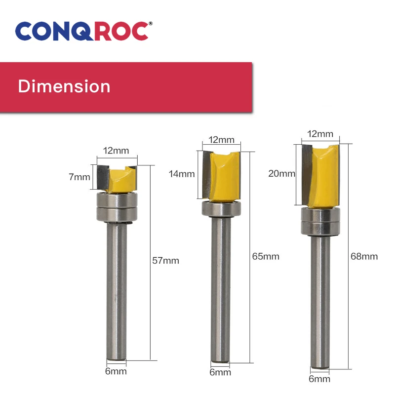 6 мм прямой хвостовик 12 диаметр заподлицо отделка шаблонный маршрутизатор бит