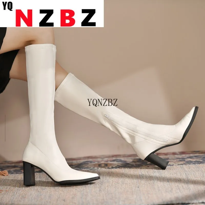 

Women's Winter High Boots 2022 Square Toe Zipper Women's Knee-length Knight Boots Thick Heel High Heels Comfortable Casual Boots