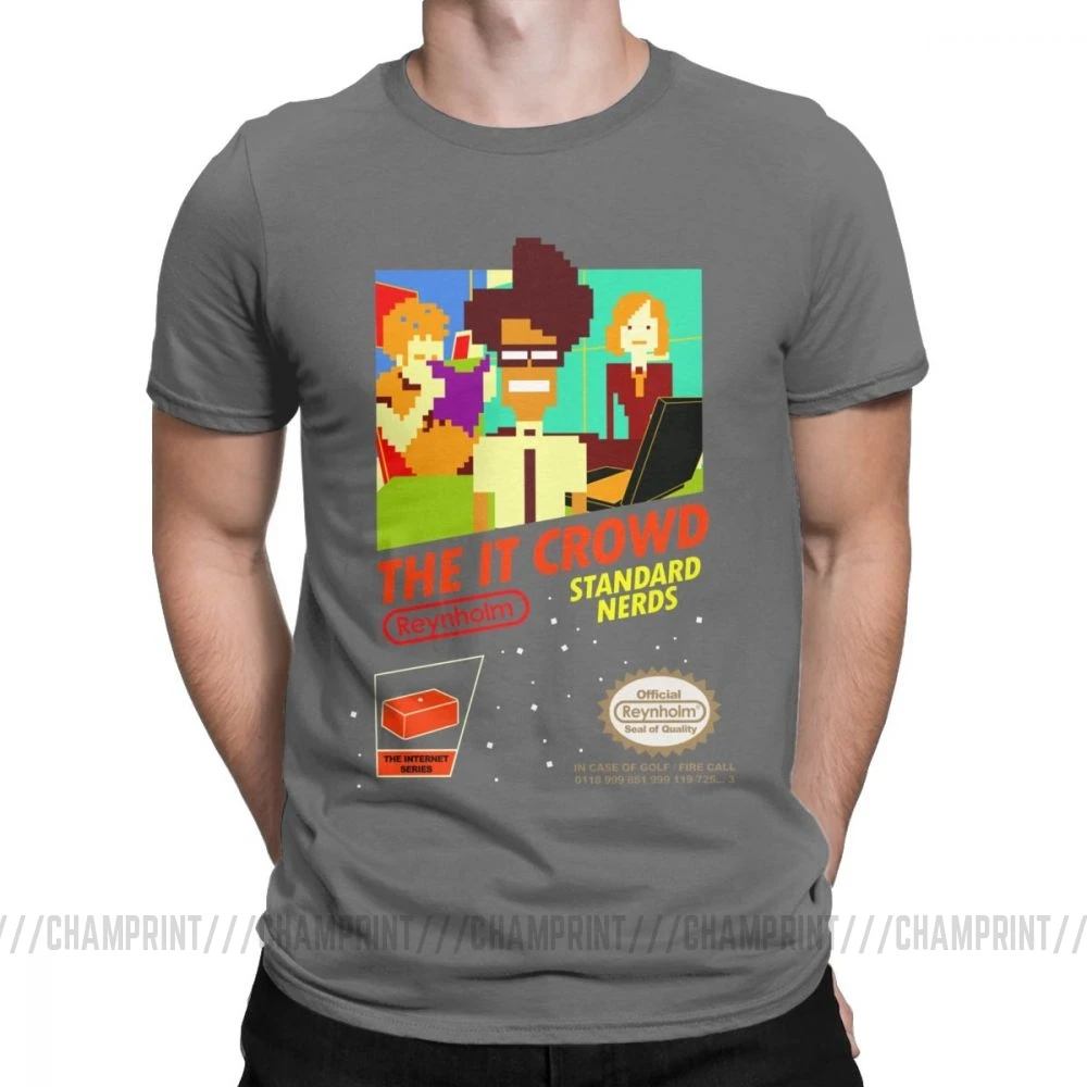 The It Crowd Nes 8 Bit футболки игровые зануды забавные гики компьютерные технологии ТВ шоу мужские футболки винтажные футболки подарок идея одежда - Цвет: Темно-серый