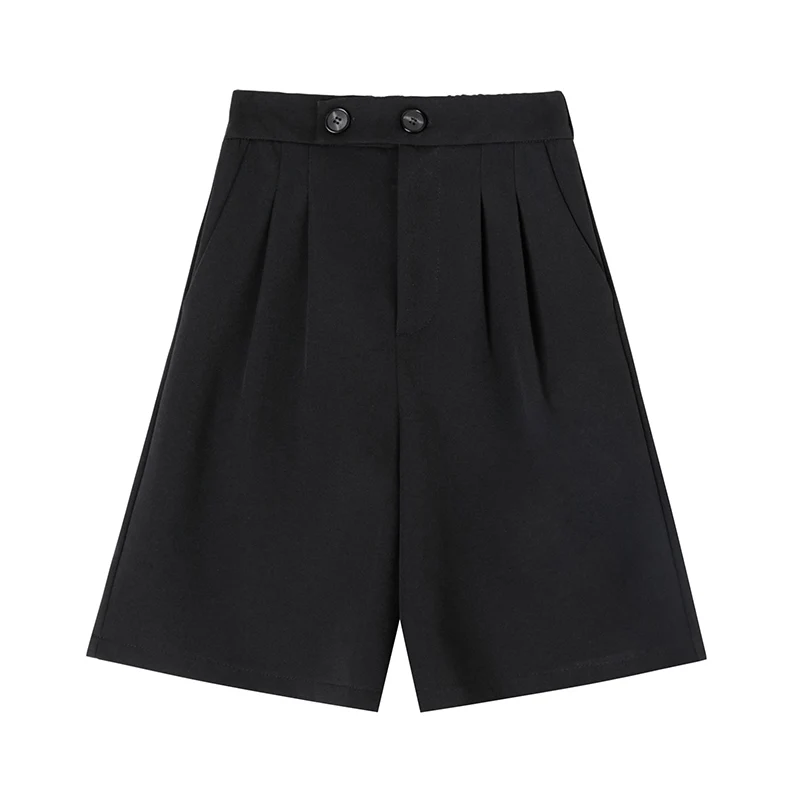 

Summer High Street Black Casual Women Suit Shorts Fashion High Waist Wide Leg Shorts Female Bottoms White Loose Shorts