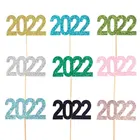 Украшение для торта на новый год 2022, Золотая, серебряная, синяя блестящая чашка, топпер для торта, украшение на день рождения, топпер для торта, инструмент для украшения торта